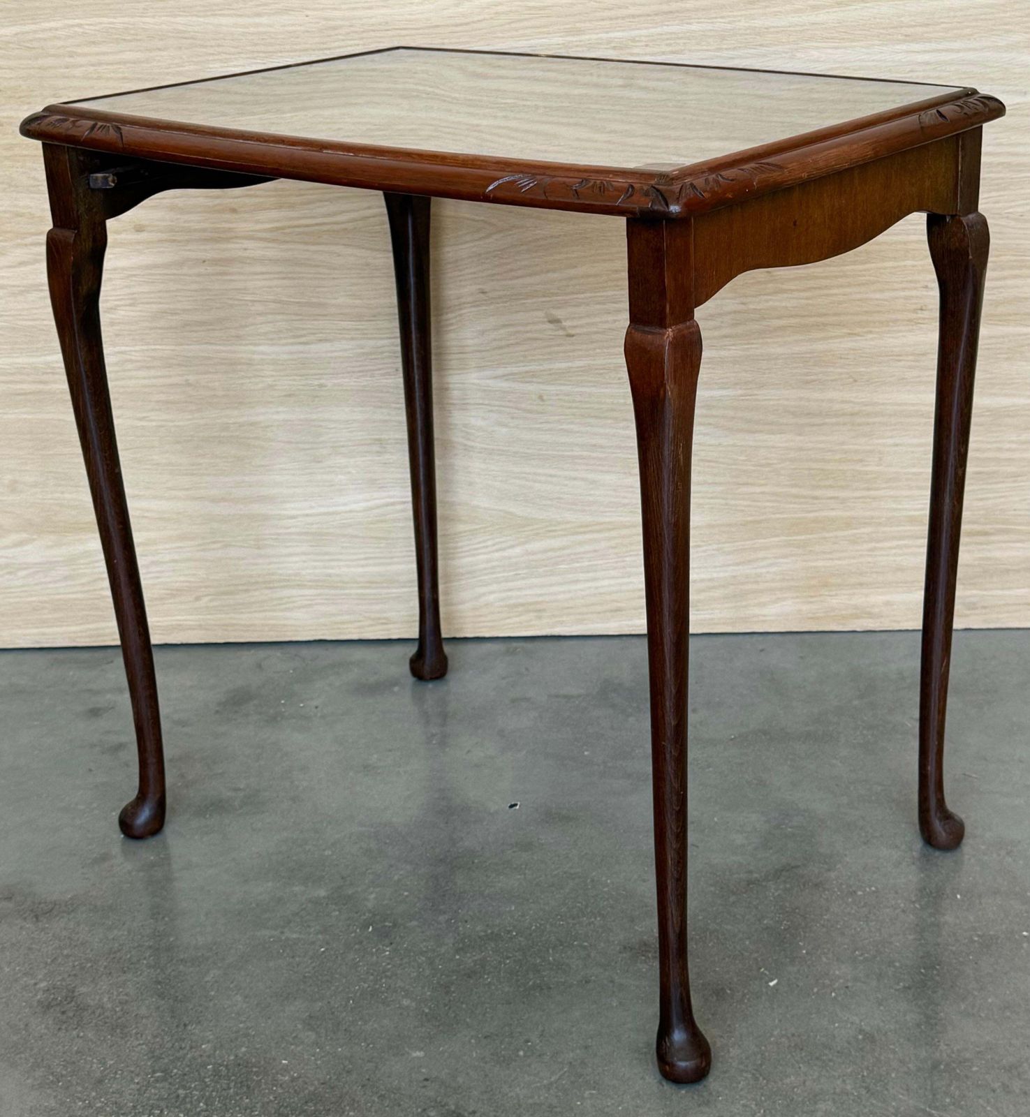 Set Of Three Mahogany Nesting Tables With Glass Top photo vintage