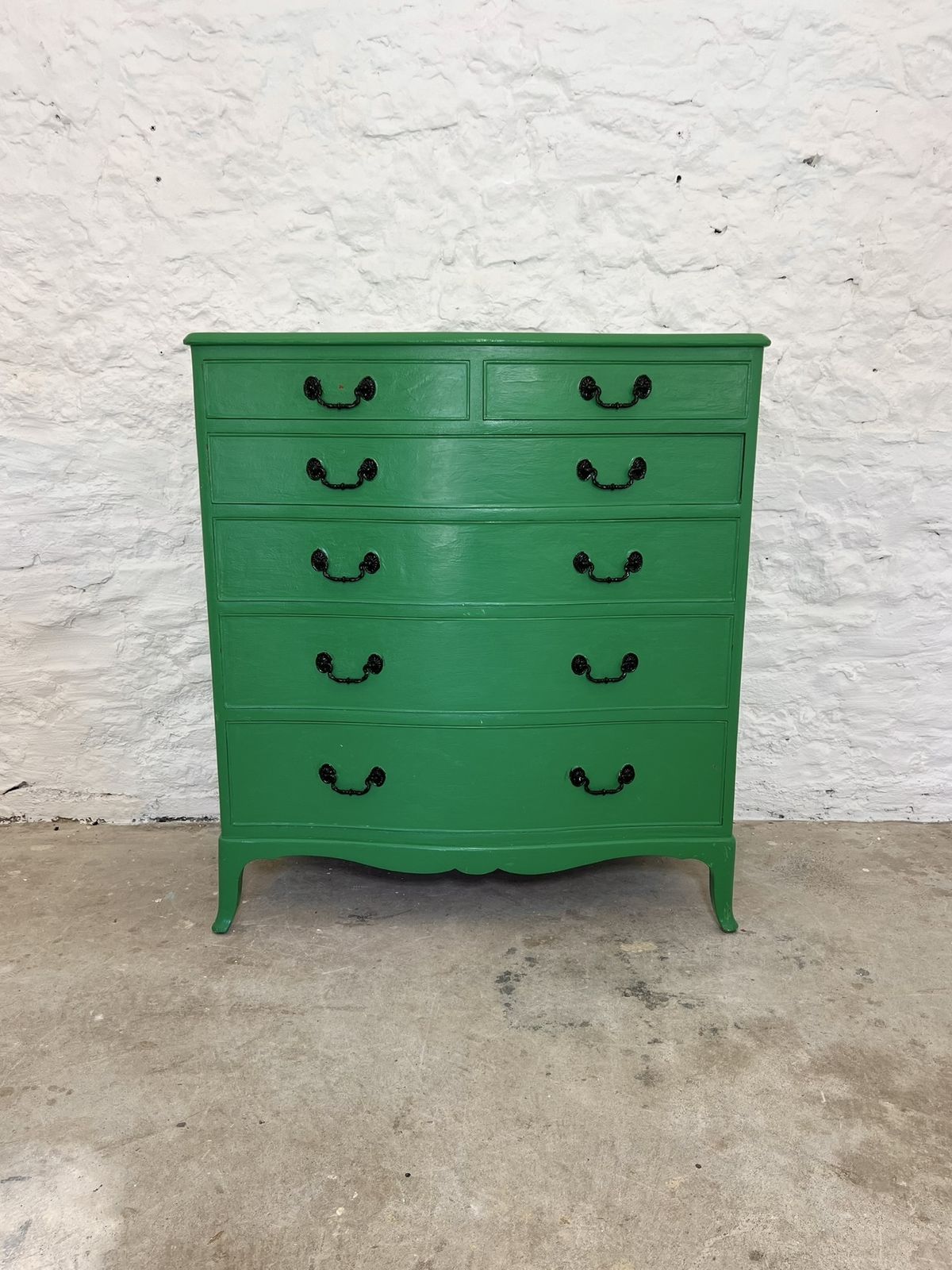 Vintage Emerald Green Shabby Chic Painted Chest Of Drawers 1940s 1950s