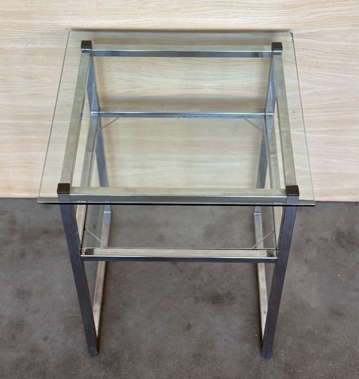 Mid Century Modern Italian Pair Of Chrome Side Tables, Circa 1970 photo vinterior