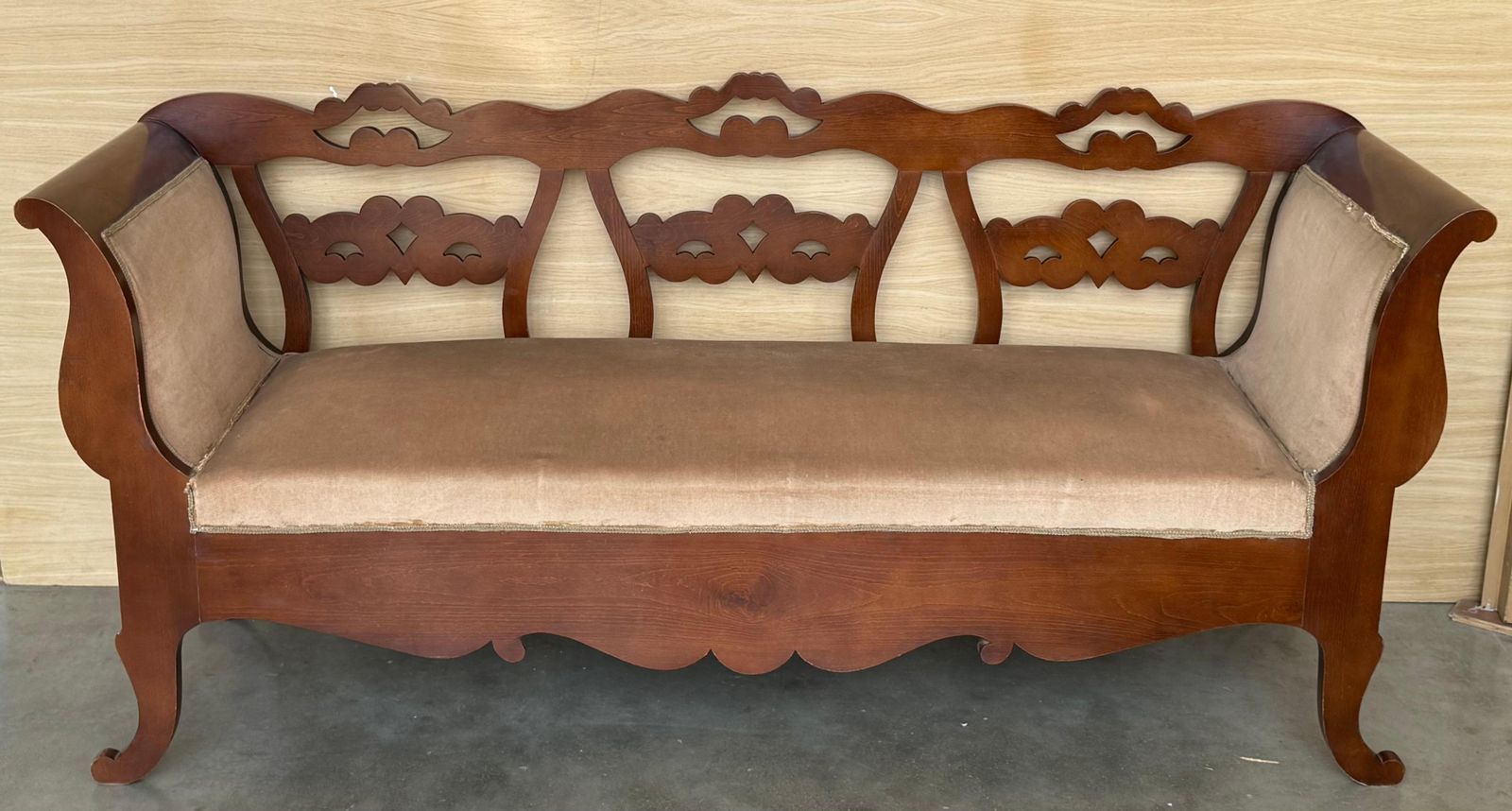 20th Century Catalan Bench In Walnut With Caned Seat photo furniture