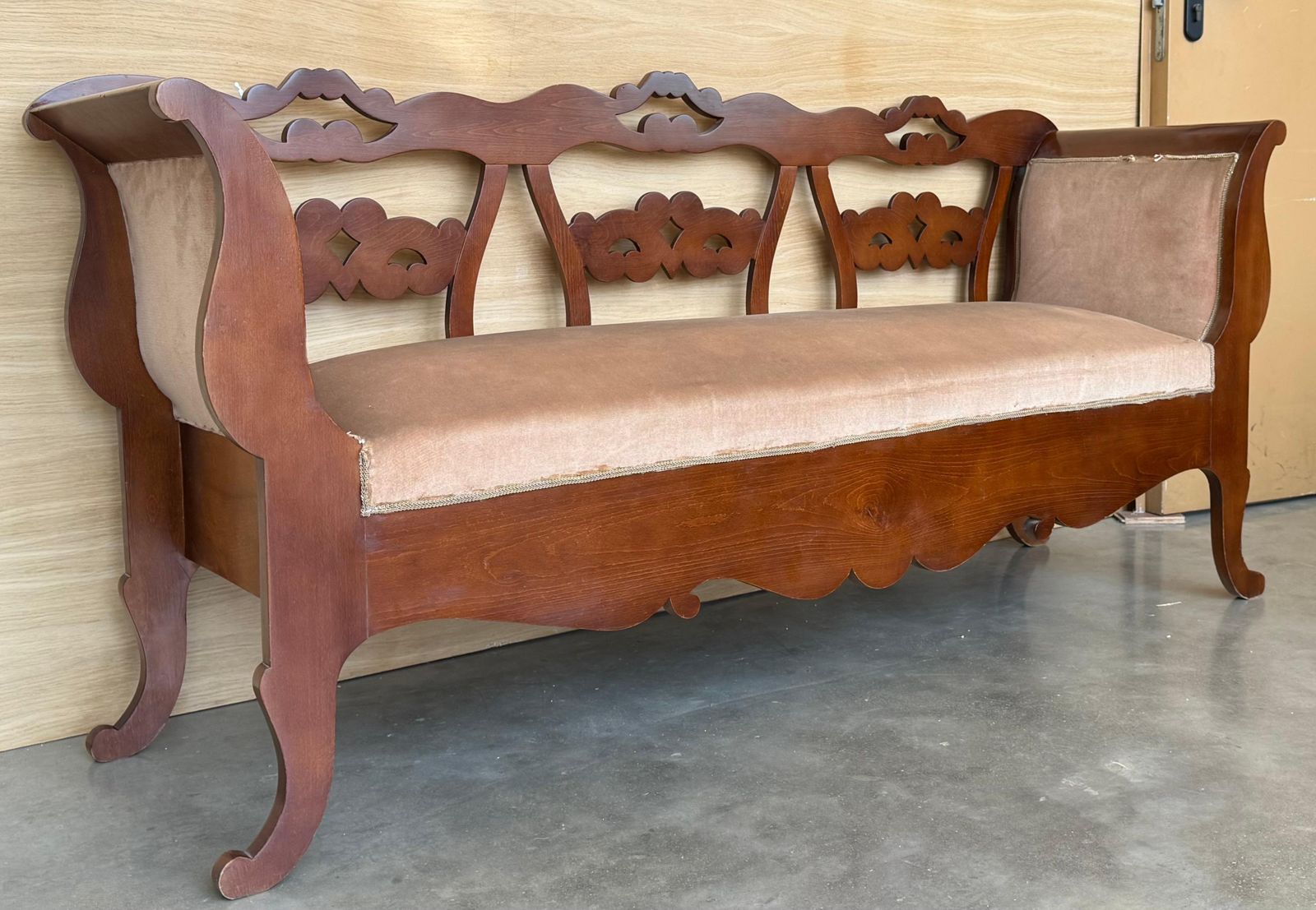 20th Century Catalan Bench In Walnut With Caned Seat photo 3806.0