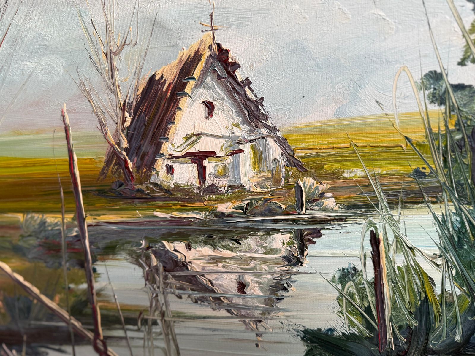 Landscape With Hut Oil On Canvas Painting Mediterranean Spanish , Rocamora photo for sale