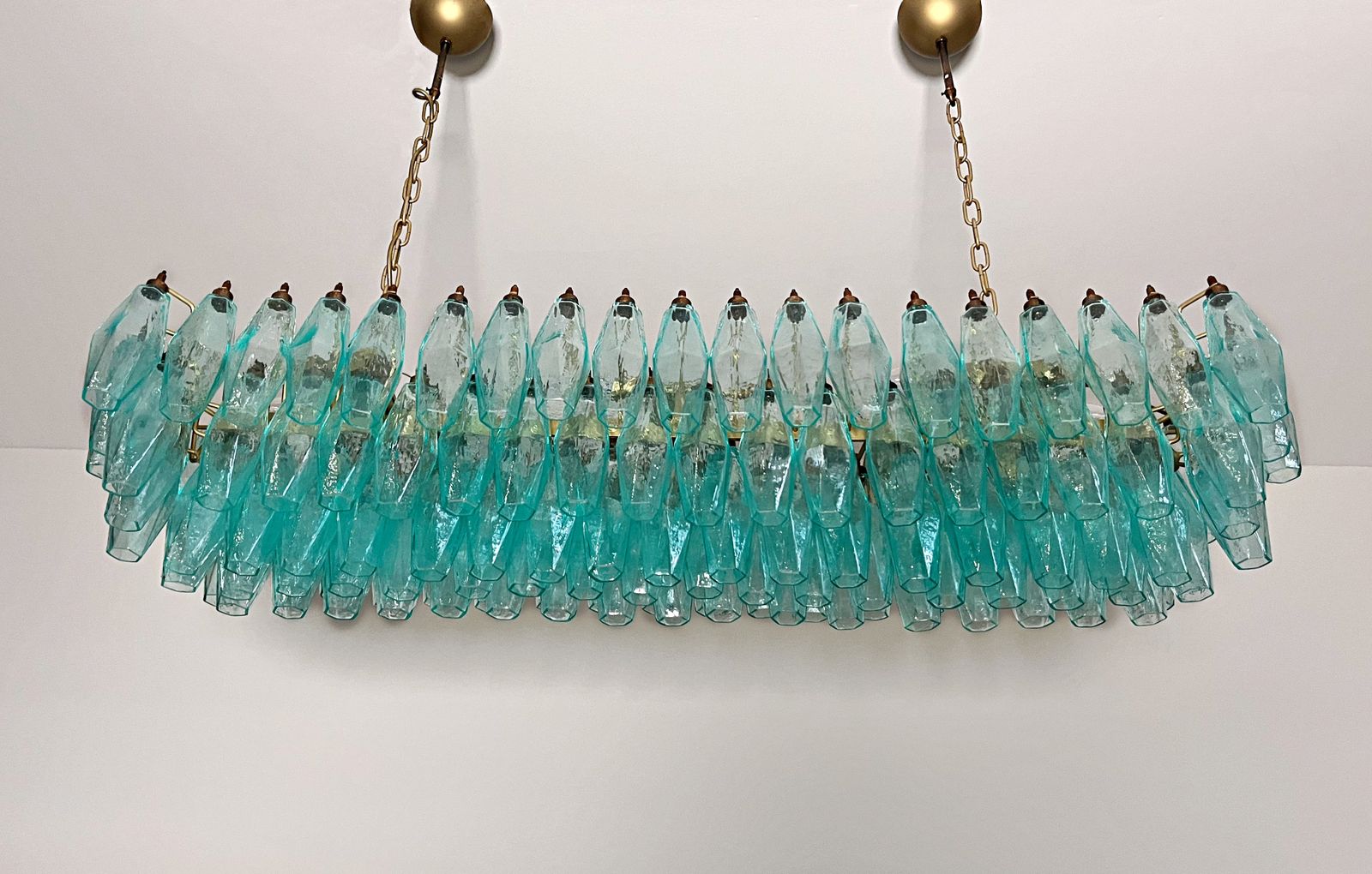 Elegant Murano Poliedri Chandelier   Carlo Scarpa   140 Turquoise photo 2990.0