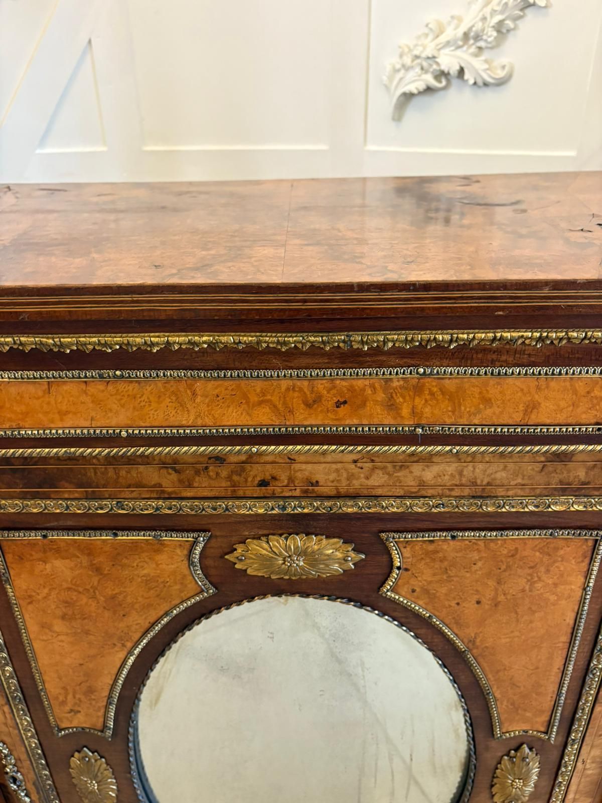 Outstanding Quality Antique 19th Century Burr Walnut Ormolu Mounted Credenza photo vinterior