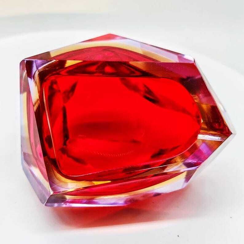 1960s Rare Asymmetric Square Ashtray Or Catch All In Murano Glass By Flavio Poli For Seguso. Made In Italy. photo buy