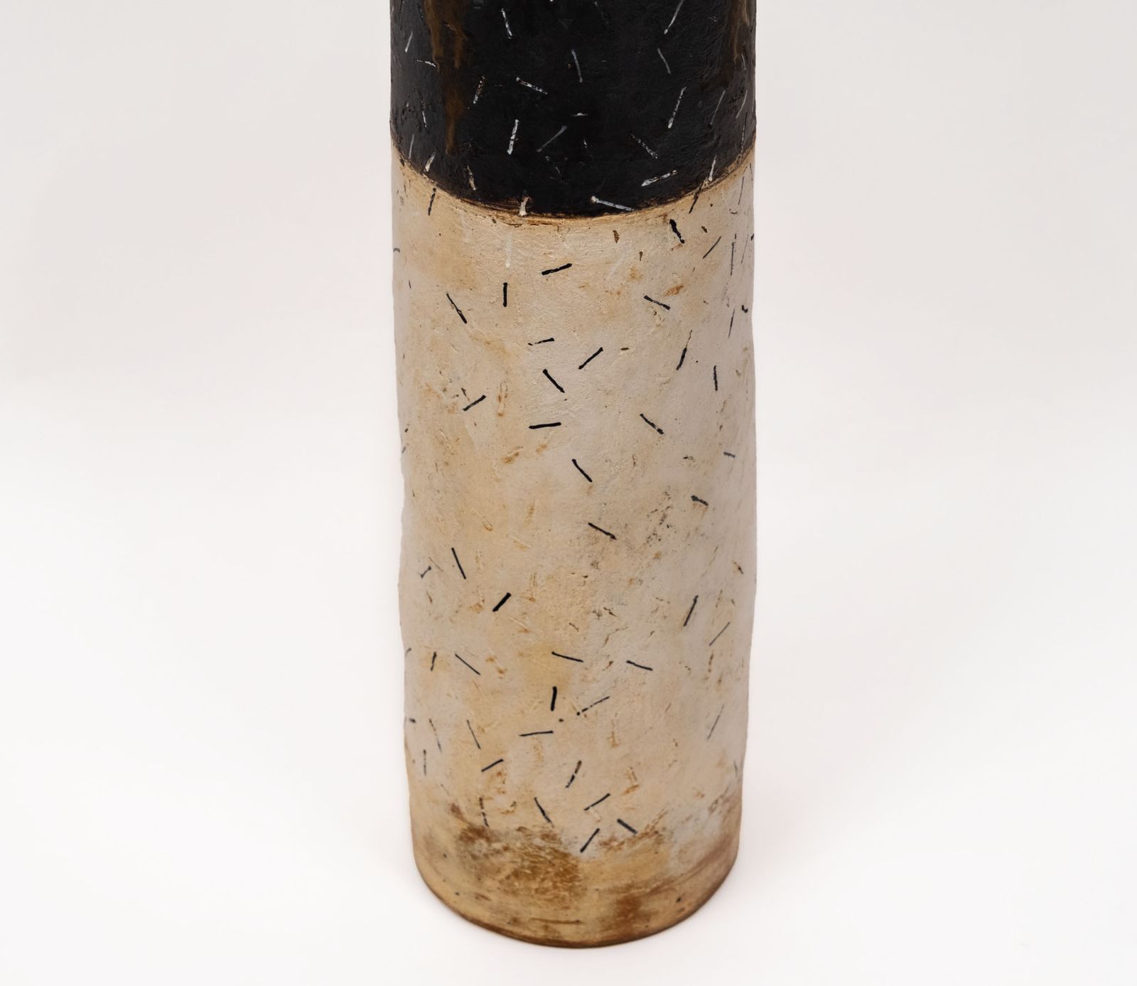 Superb Robin Welch Tall Stoneware Studio Floor Cylindrical Vessel Vase 1990s photo Home Decor
