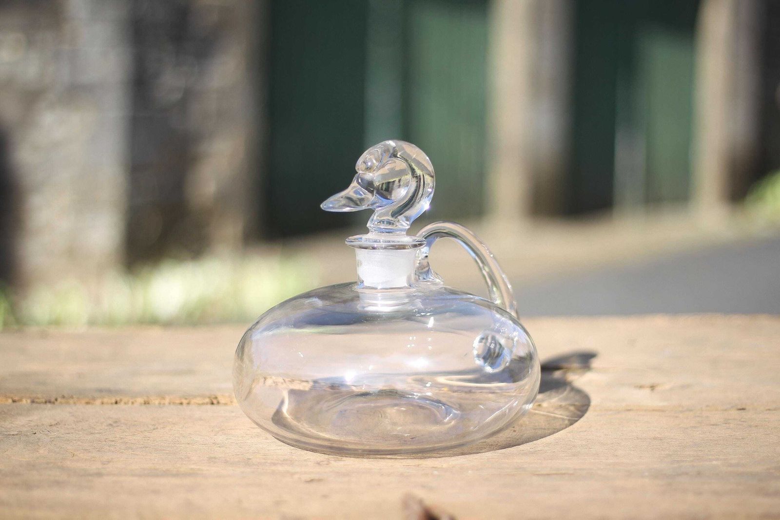 Vintage Carafe, Duck Stopper Glass Carafe, Wine Carafe, Decanter, Jug, Pitcher, Collection, Bar Decor, Barware, Pitcher, Jug