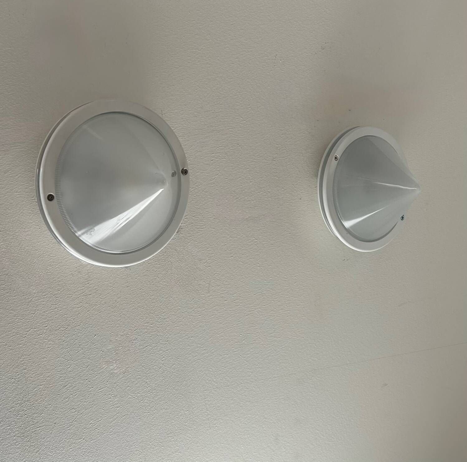 Pair Of Vintage Sandblasted Glass And Metal Wall Lights, Prisma Italy 1980 photo for sale
