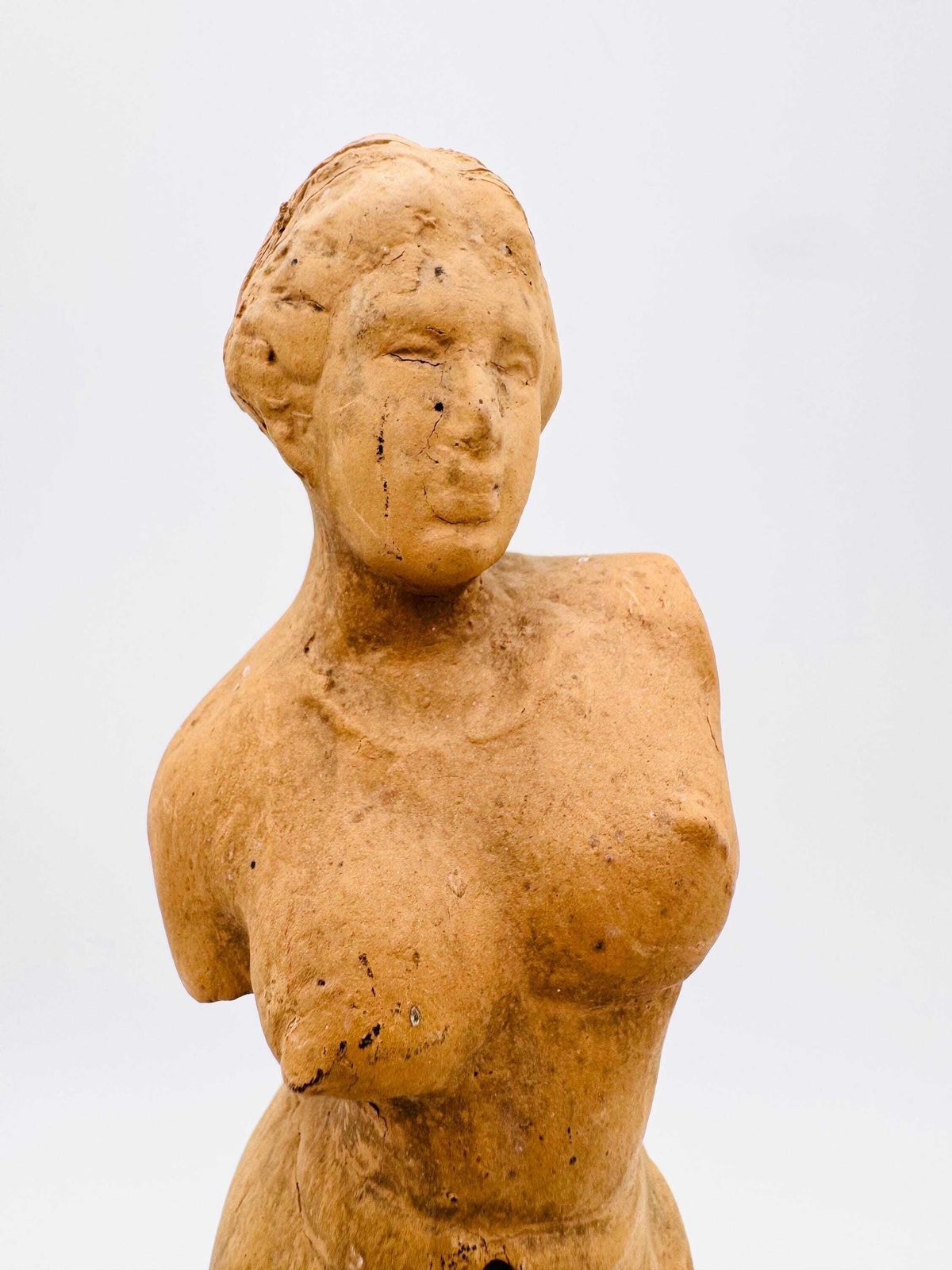 Small Terracotta Venus Ornament, Garden Godess Figurine, Nude Woman Figure photo for sale