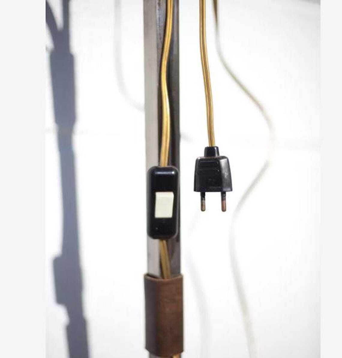 Ryckaert Jp Wrought Iron Floor Lamp, Wrought Iron And Leather Floor Lamp, Living Room Lamp, 60s photo furniture