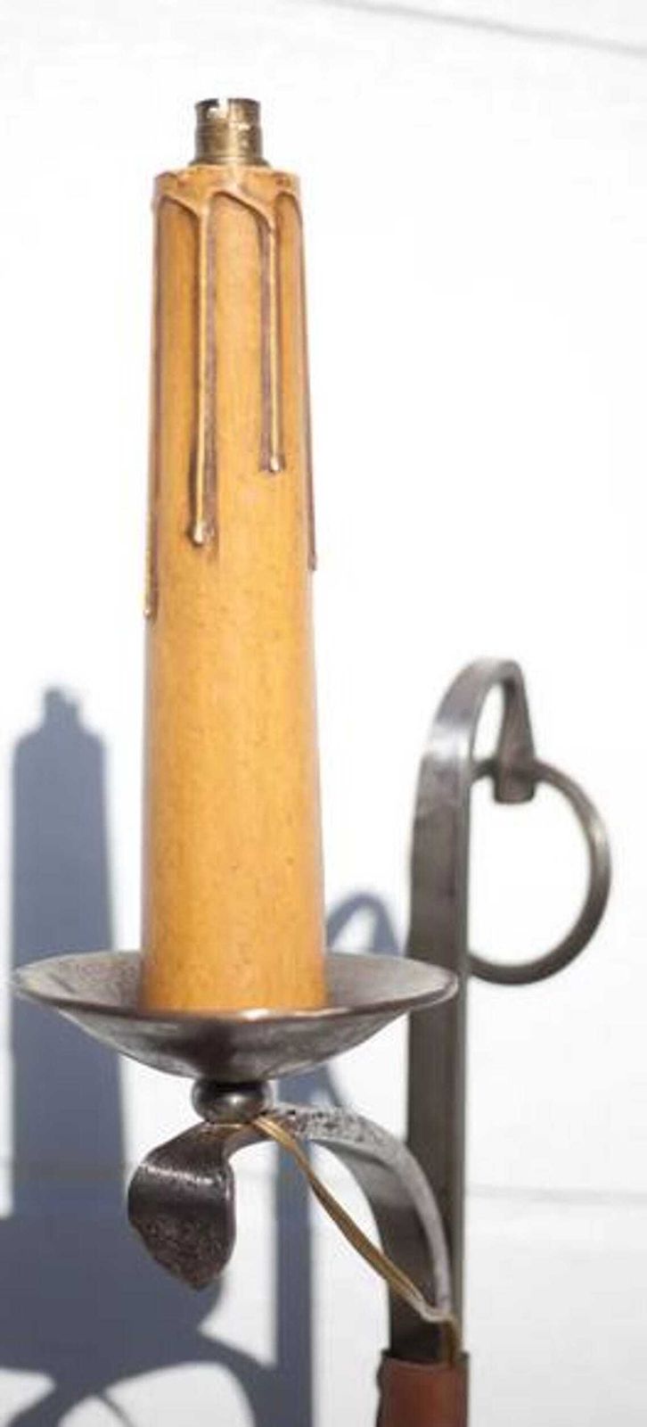 Ryckaert Jp Wrought Iron Floor Lamp, Wrought Iron And Leather Floor Lamp, Living Room Lamp, 60s photo vinterior