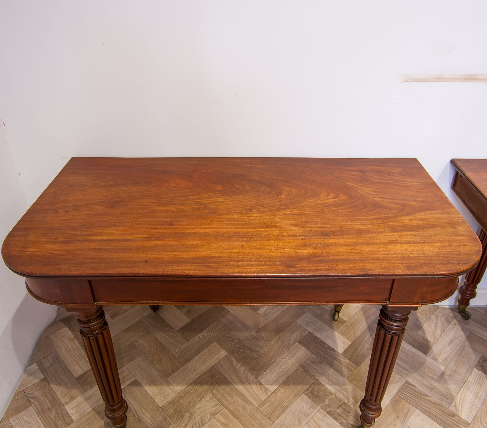 Antique Mahogany Pair Of Demi Lune Tables In The Manner Of Gillows photo vintage