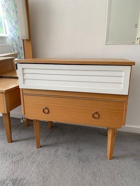Original Rare 1970's 3 Piece, Wardrobe, Draws And Vanity Set. photo for sale