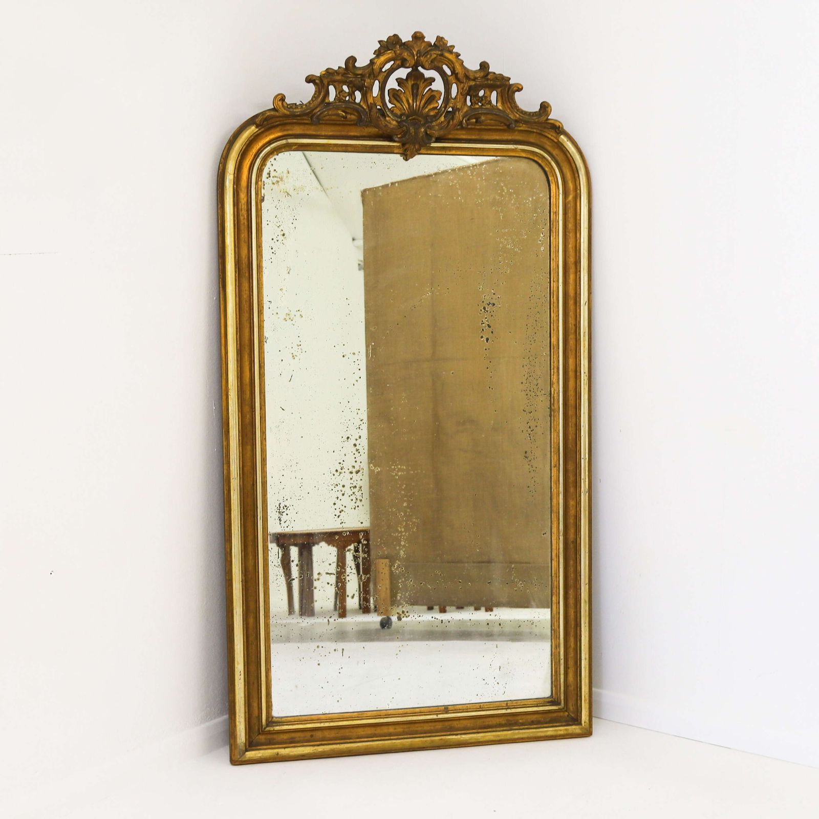 Elegant Louis Philippe Gilt Mirror  Timeless French Overmantle Accent photo for sale