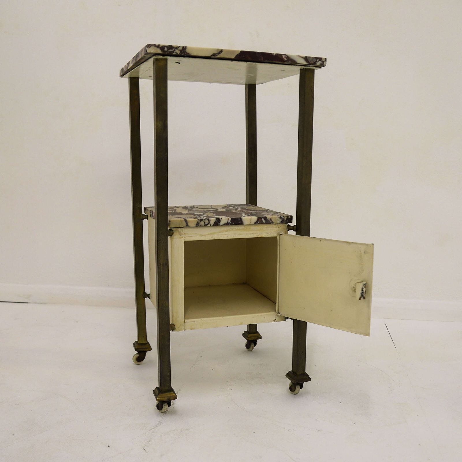 Early 20th Century French Brass & Arabescato Viola Marble Nightstand photo for sale