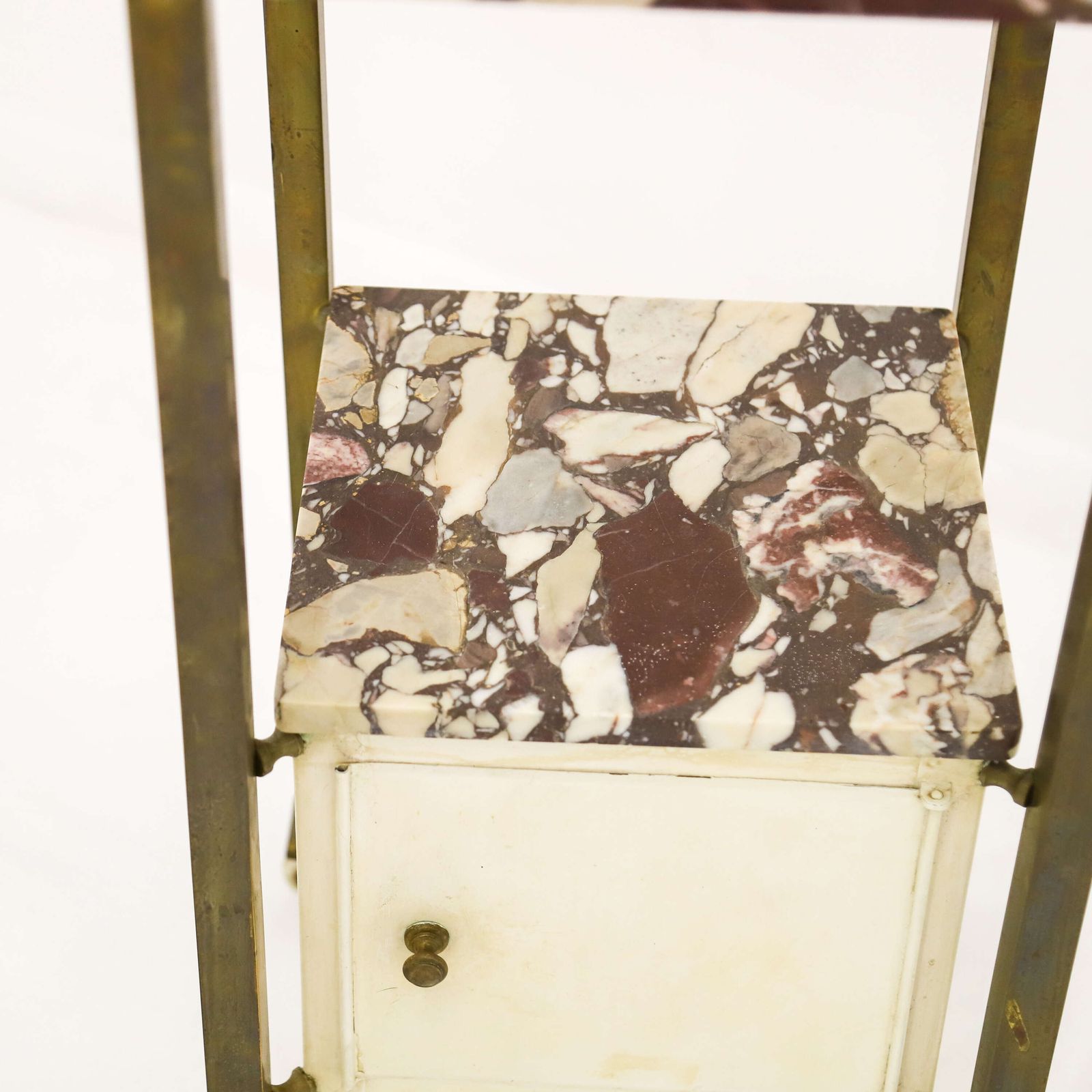 Early 20th Century French Brass & Arabescato Viola Marble Nightstand photo buy
