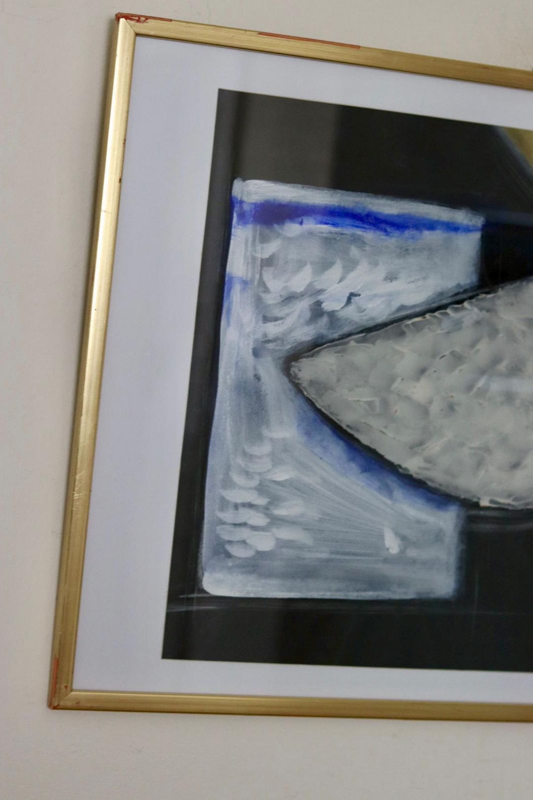 Original European Abstract On Paper "Abstract" – Marina Lomakina – Vintage & Framed, 64 X 47 Cm / 25.2 X 18.5 In photo furniture