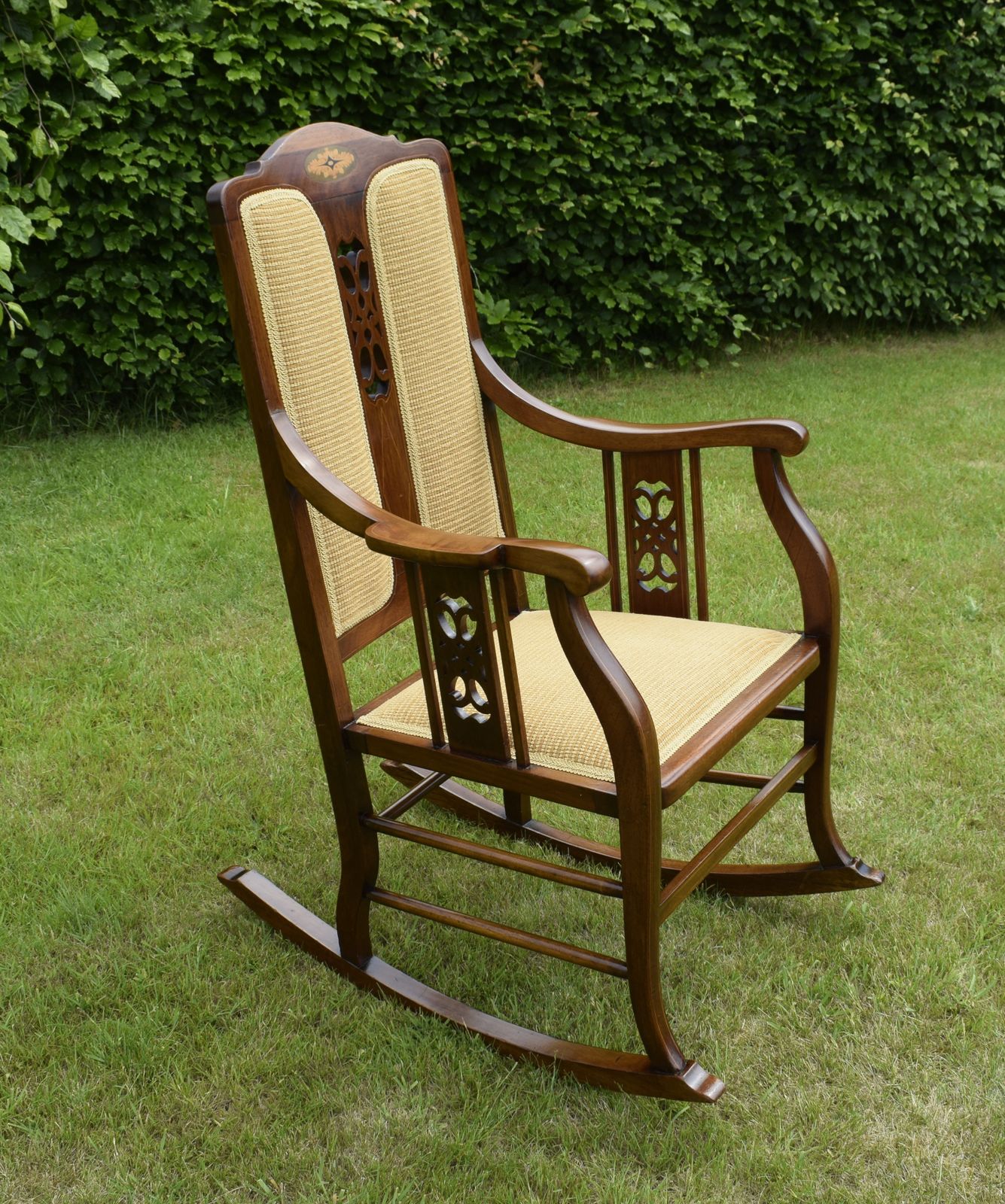 Edwardian Mahogany Inlaid Rocking Chair photo furniture