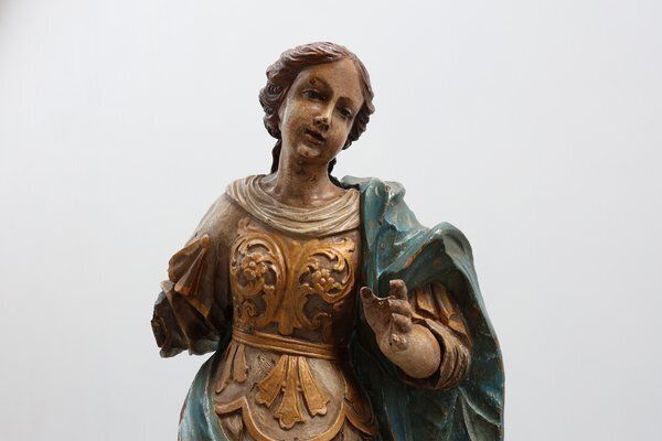 18th Century French Religious Statue Of The Virgin Mary On A Cloud photo furniture