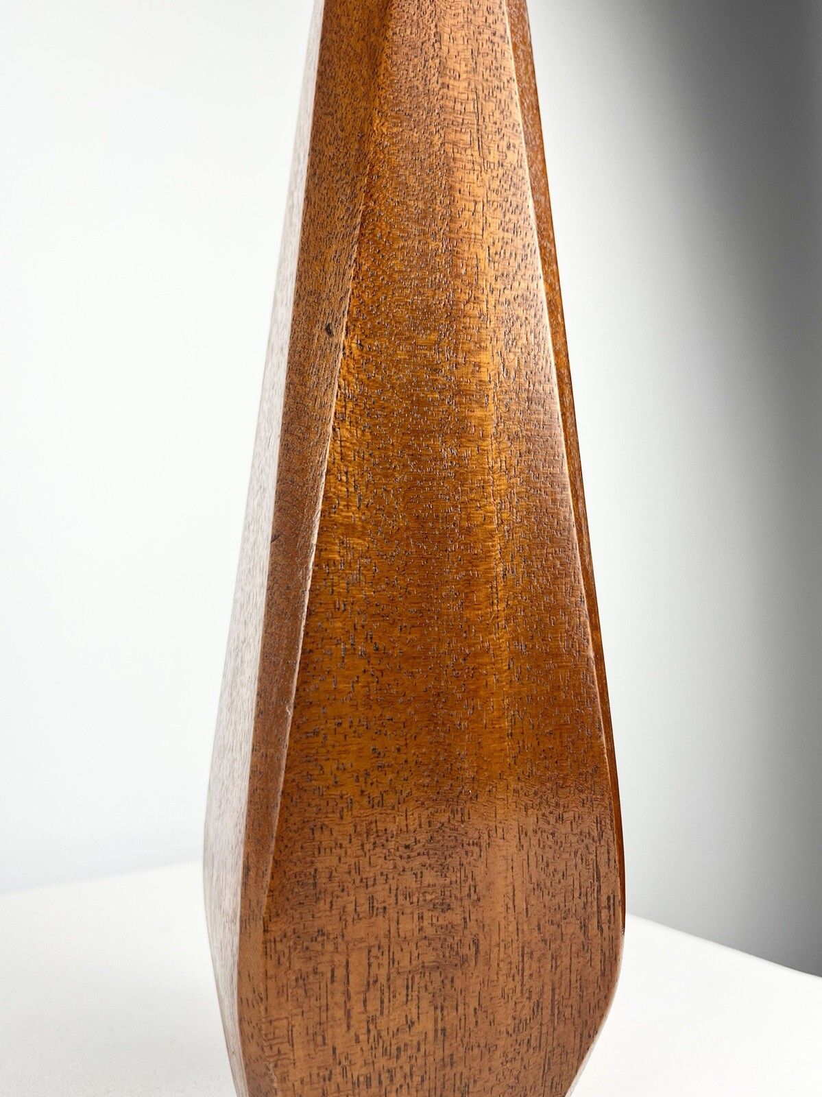 Sculptural Pair Of Mid Century Lamp Bases Teak Geometric Design 1960s photo vintage