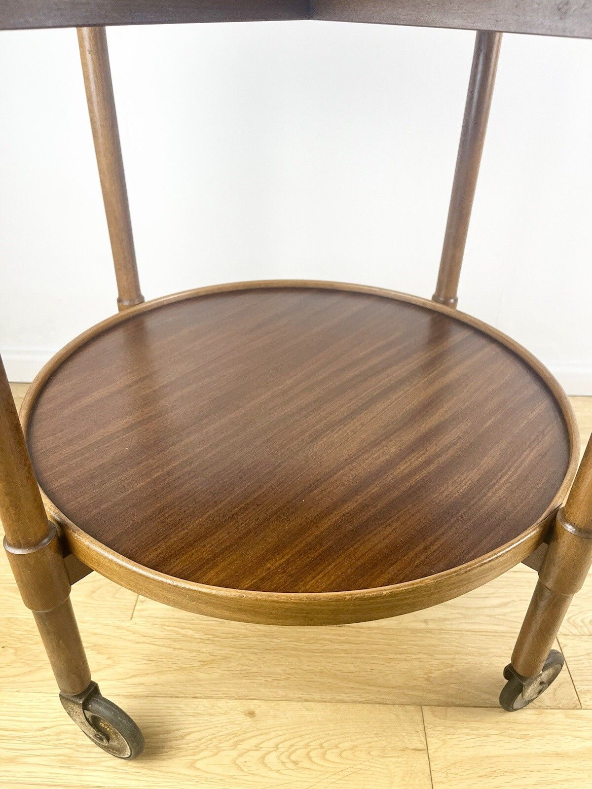 Beautiful English Drinks Trolley Side Table Oak And Mahogany Mid Century 1950s photo vintage