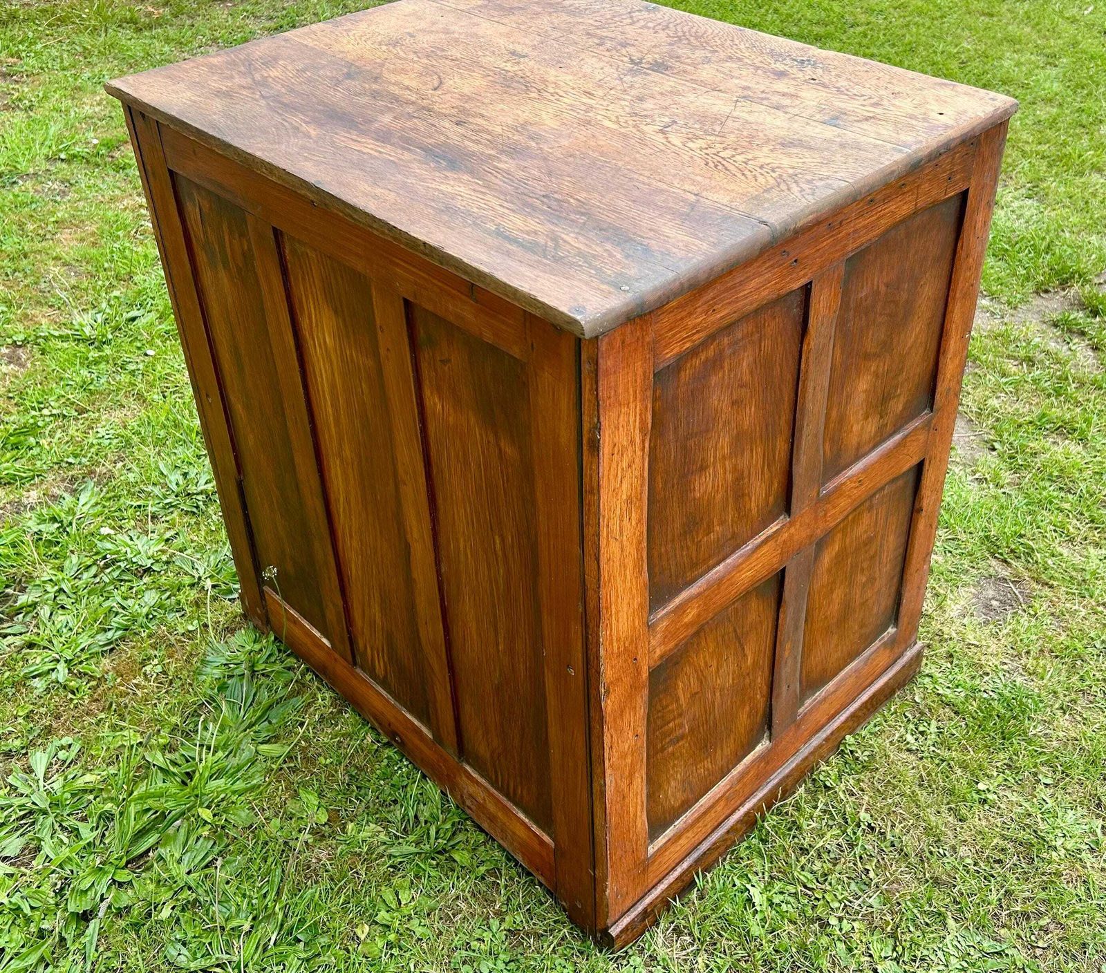 photo furniture 1900s 12 Drawer Gothic Oak Filing Cabinet Bedside Wooden Desk Industrial Antique Vintage Haberdashery Library Office Victorian