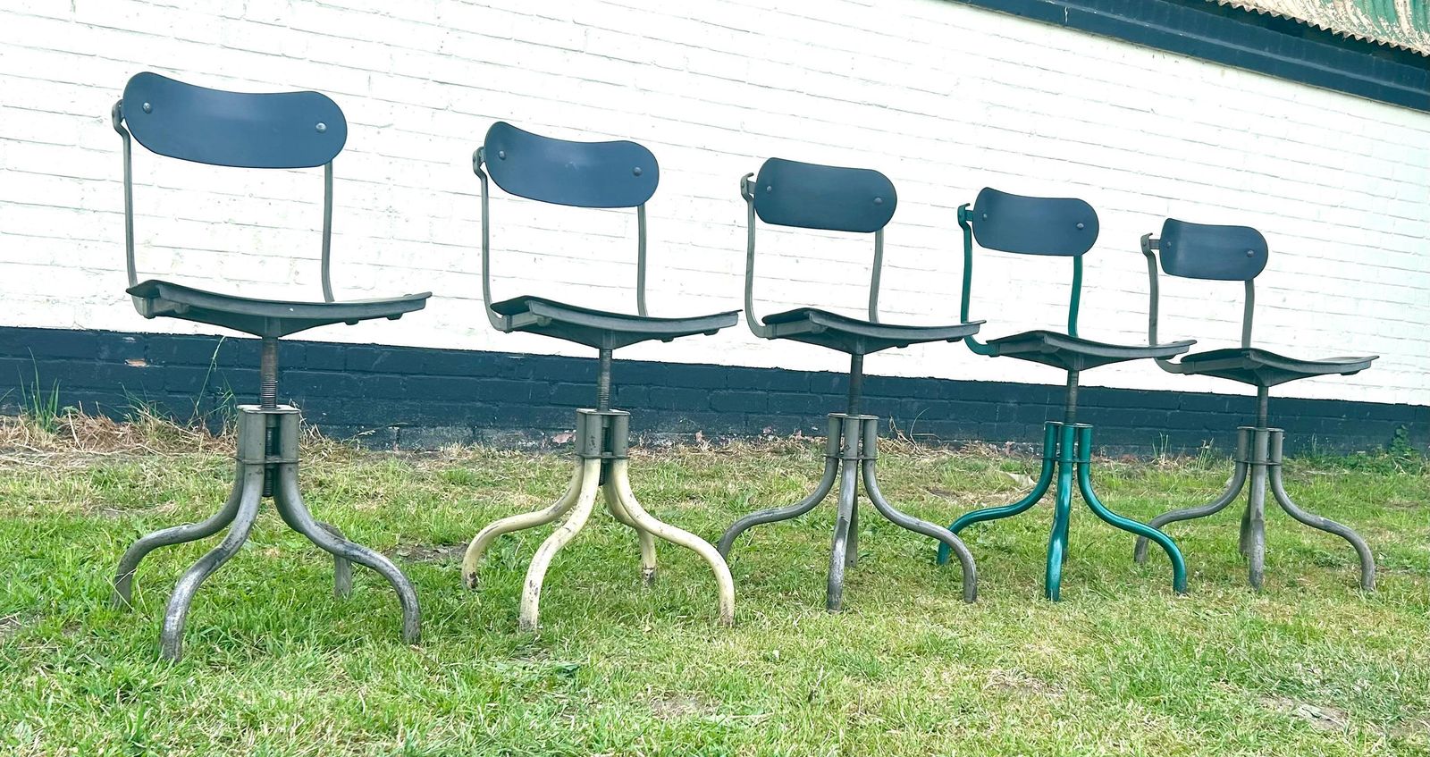 5 Available Industrial Tansad Swivel Office Chair Metal Vintage Retro Antique Machinist Desk School Decor Bar Factory