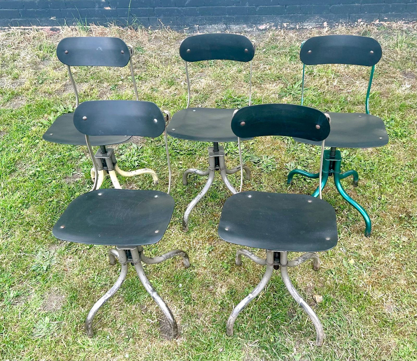 5 Available Industrial Tansad Swivel Office Chair Metal Vintage Retro Antique Machinist Desk School Decor Bar Factory photo for sale