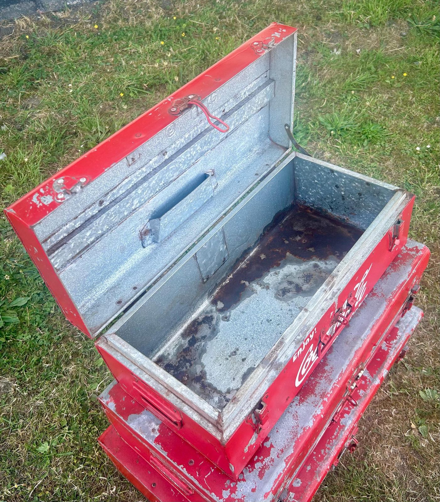 Vintage Coca Cola Chest Trunk Box Cooler Fridge Advertising Mancave Cafe Garage Metal Retro Kitchen Decor Sign Coke photo Furniture