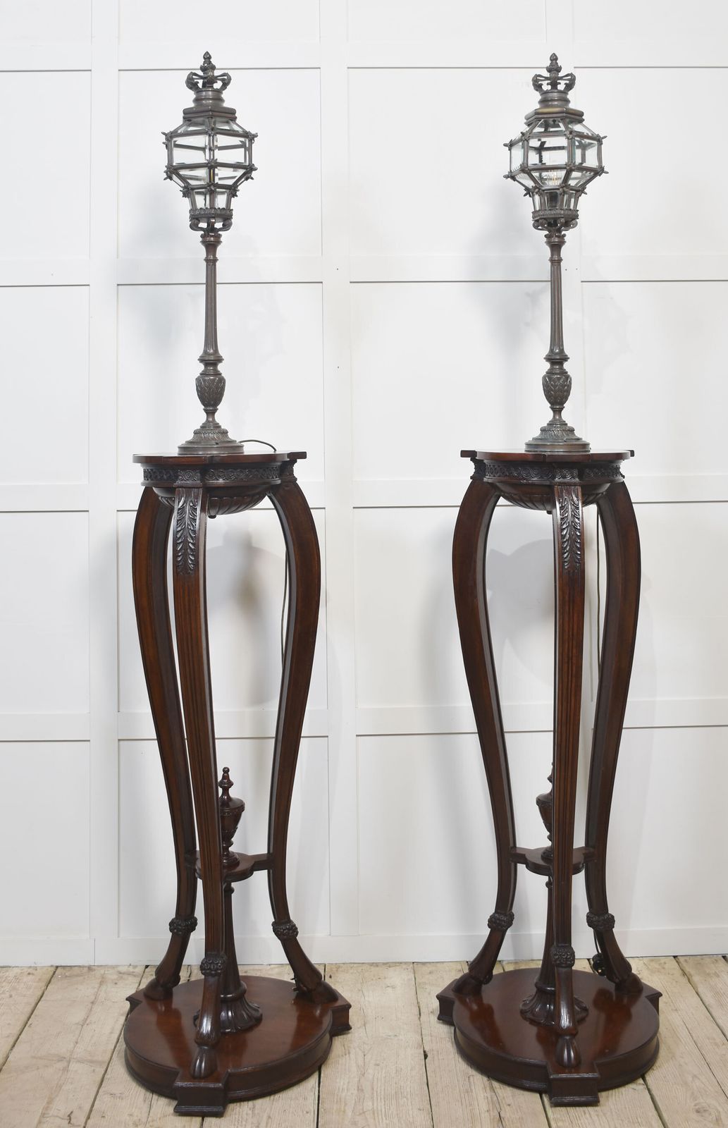 Pair Of Bronze Newel Post Lamps photo buy