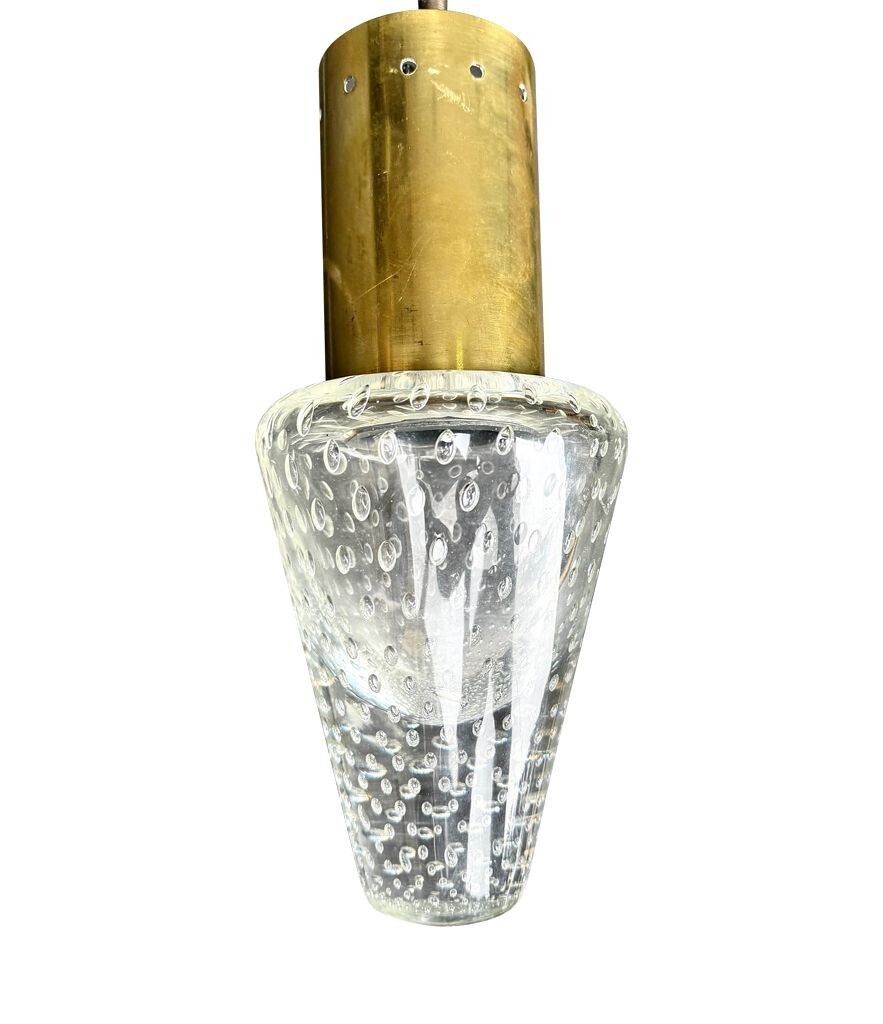 A Rare 1950s Murano Glass And Brass Pendant Light By Gino Sarfatti And Archimede Seguso photo Lighting
