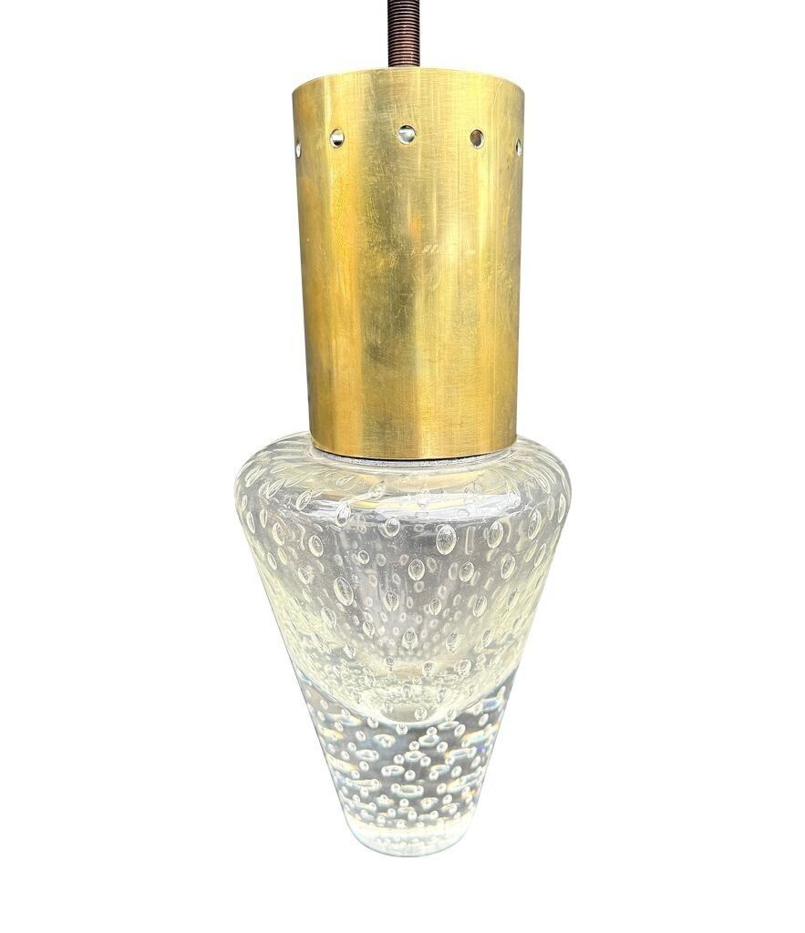 A Rare 1950s Murano Glass And Brass Pendant Light By Gino Sarfatti And Archimede Seguso photo vintage