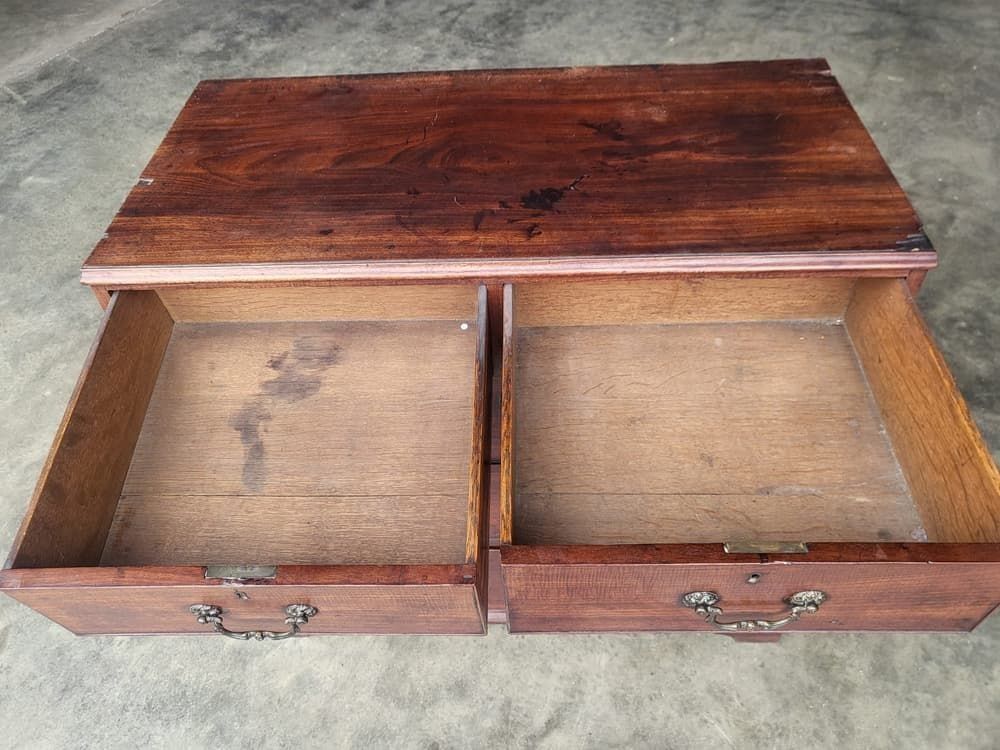 Antique Victorian  2 Over 3 Chest Of Drawers Bracket Feet Brass Handles photo for sale