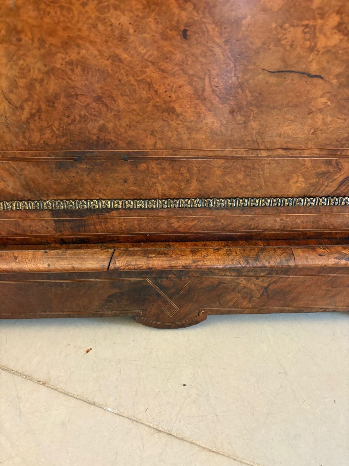 Outstanding Quality Antique 19th Century Inlaid Burr Walnut Porcelain Mounted Credenza photo vintage