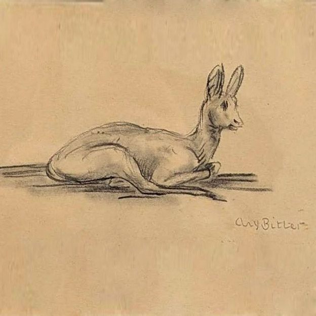 20th Century Charcoal Animal Drawing By Ary Bitter photo furniture