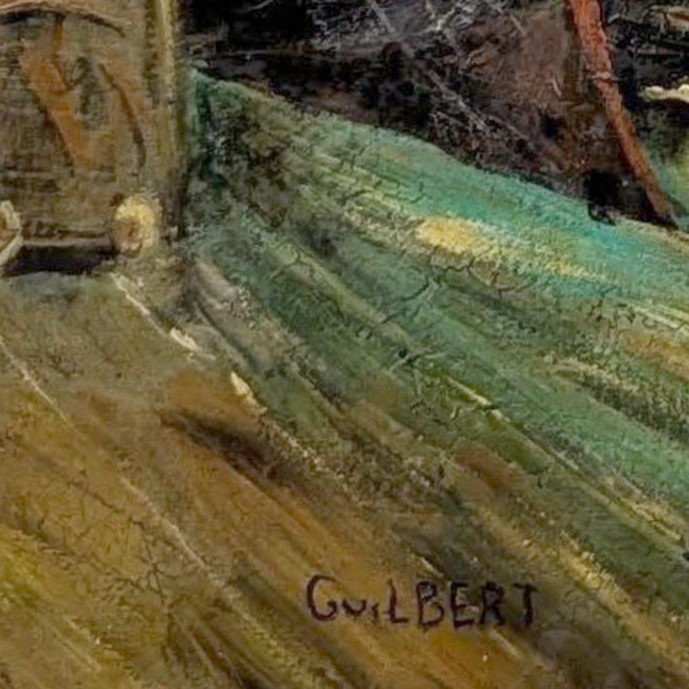 Oil On Canvas Narcisse Guilbert Boats At The Quay photo 2673.0