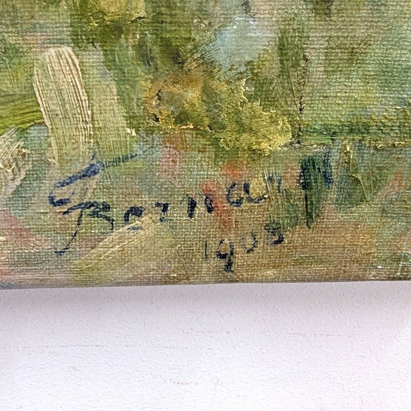 Oil On Canvas Of Parisian Landscape Signed Bernard photo 428.0