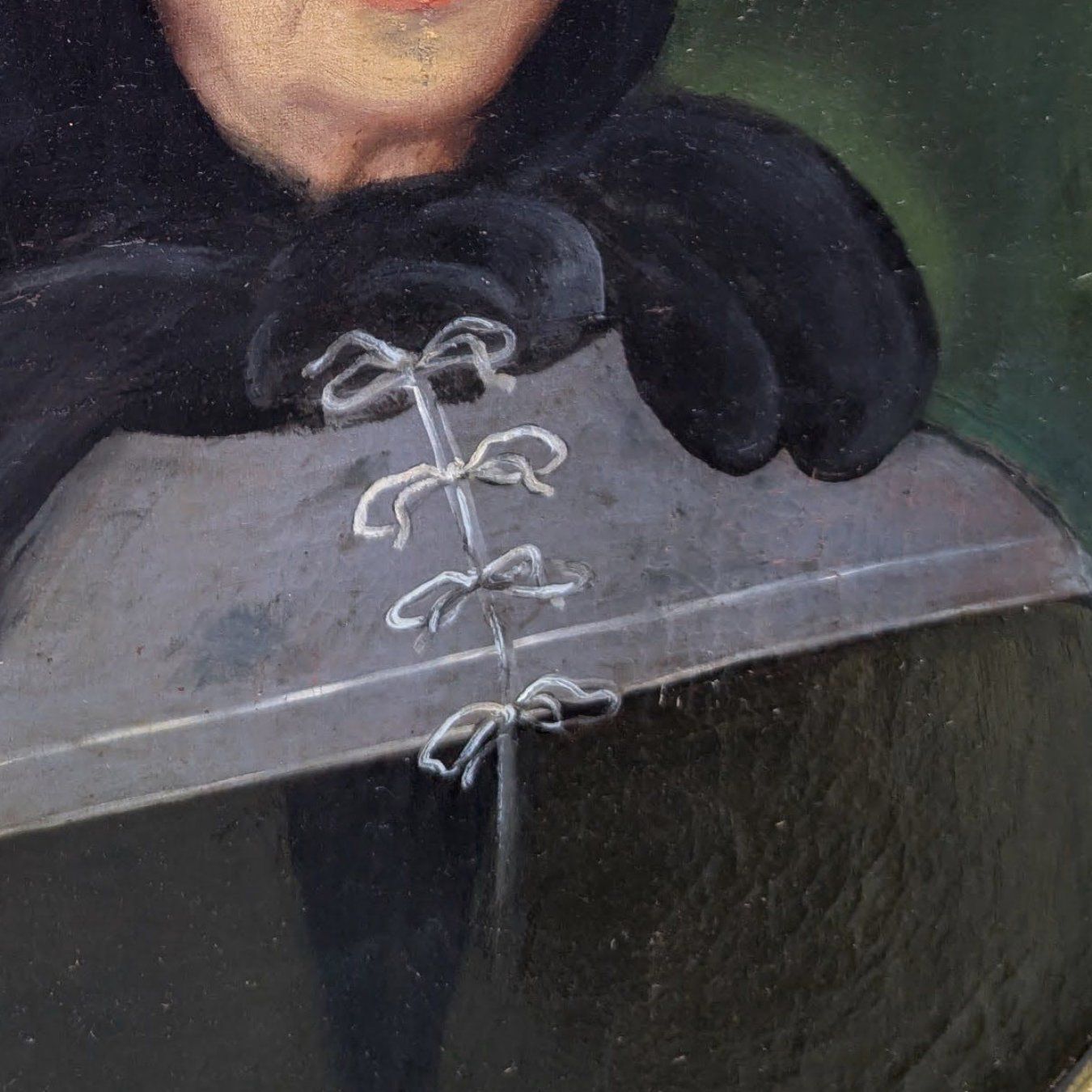 Portrait Oil On Canvas 18th Century Gilded Wooden Frame photo for sale
