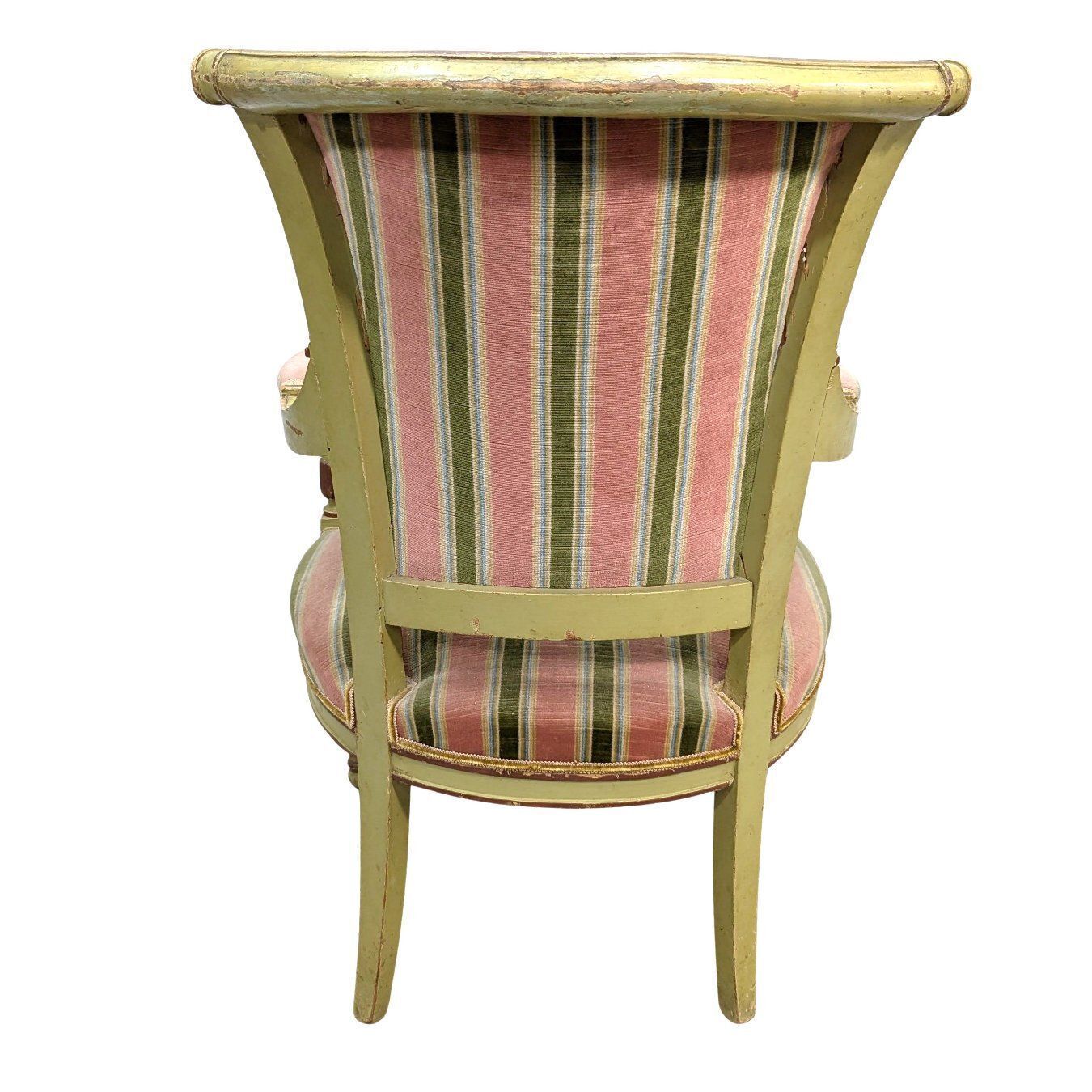 Pair Of Directoire Style Armchairs, Lacquered And Painted, With Green Velvet Tops photo Furniture