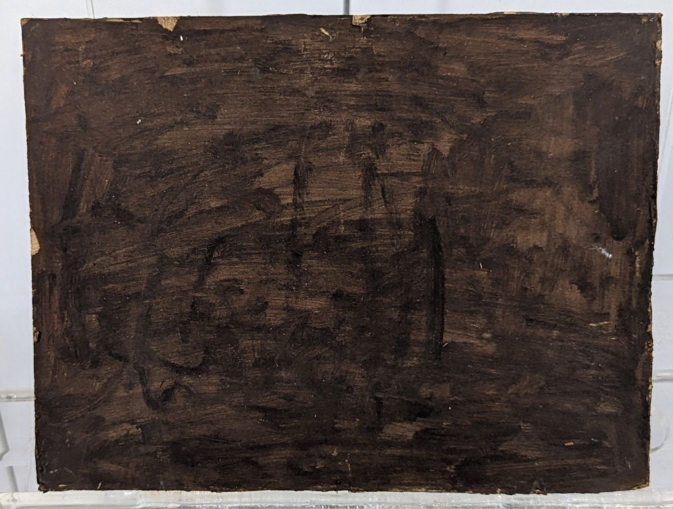 Oil On Wood Restoration Of A Dog Defending Her Puppy photo vinterior