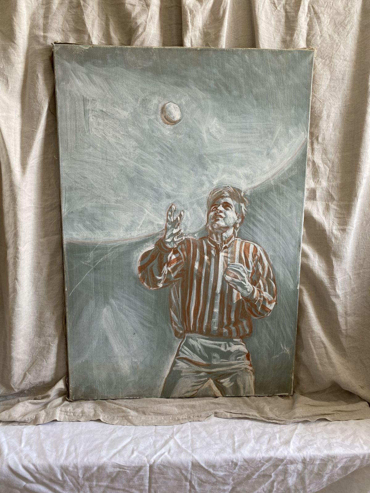 Budwin Conn (American/British B.1927) 'The Baseball Star' Oil On Canvas | Realism