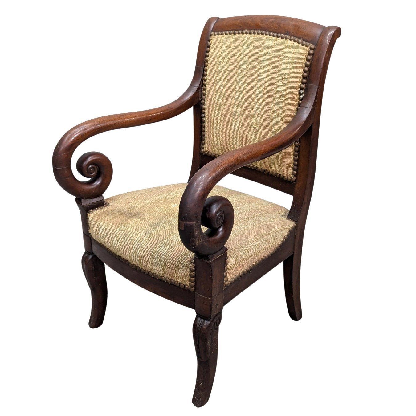 Restoration Child's Armchair With Mahogany Cross, 19th Century