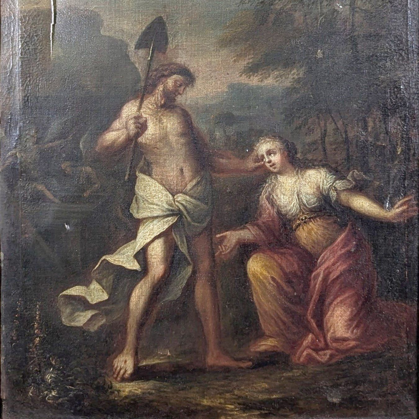 18th Century Oil On Canvas Christ Appearing To St. Mary Magdalene photo furniture