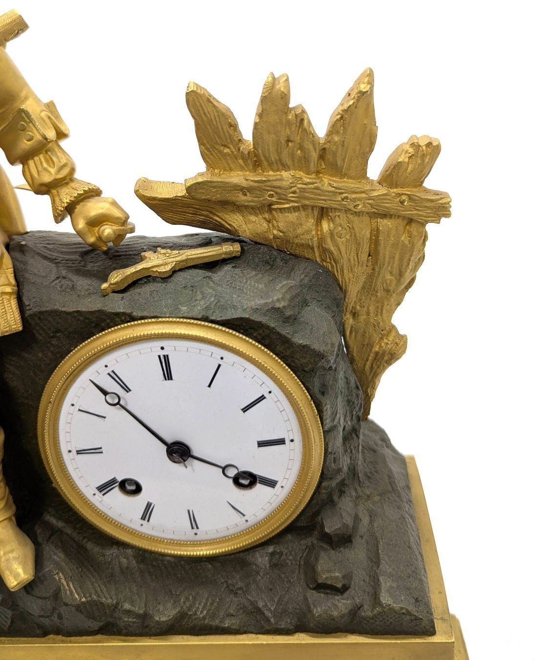 Restoration Period Military Clock In Gilded And Patinated Bronze photo vinterior