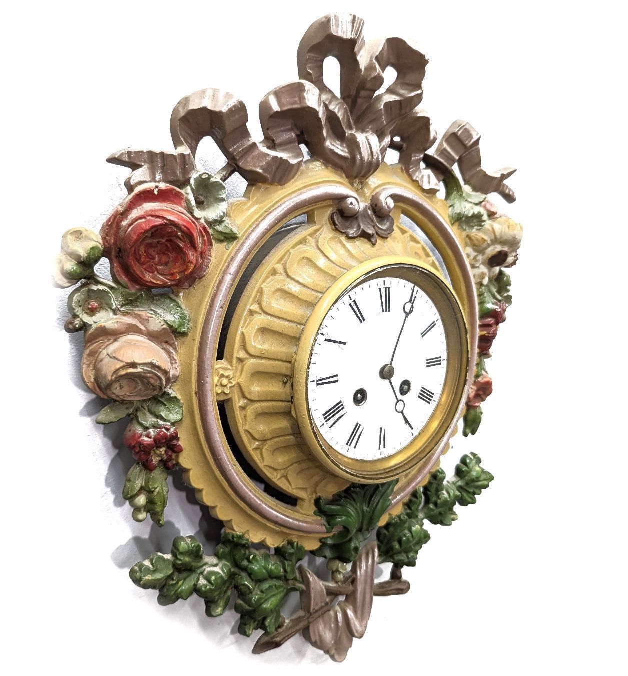 Painted Cast Iron Wall Clock, Parisian Movement – ​​France, Circa 1870 photo furniture