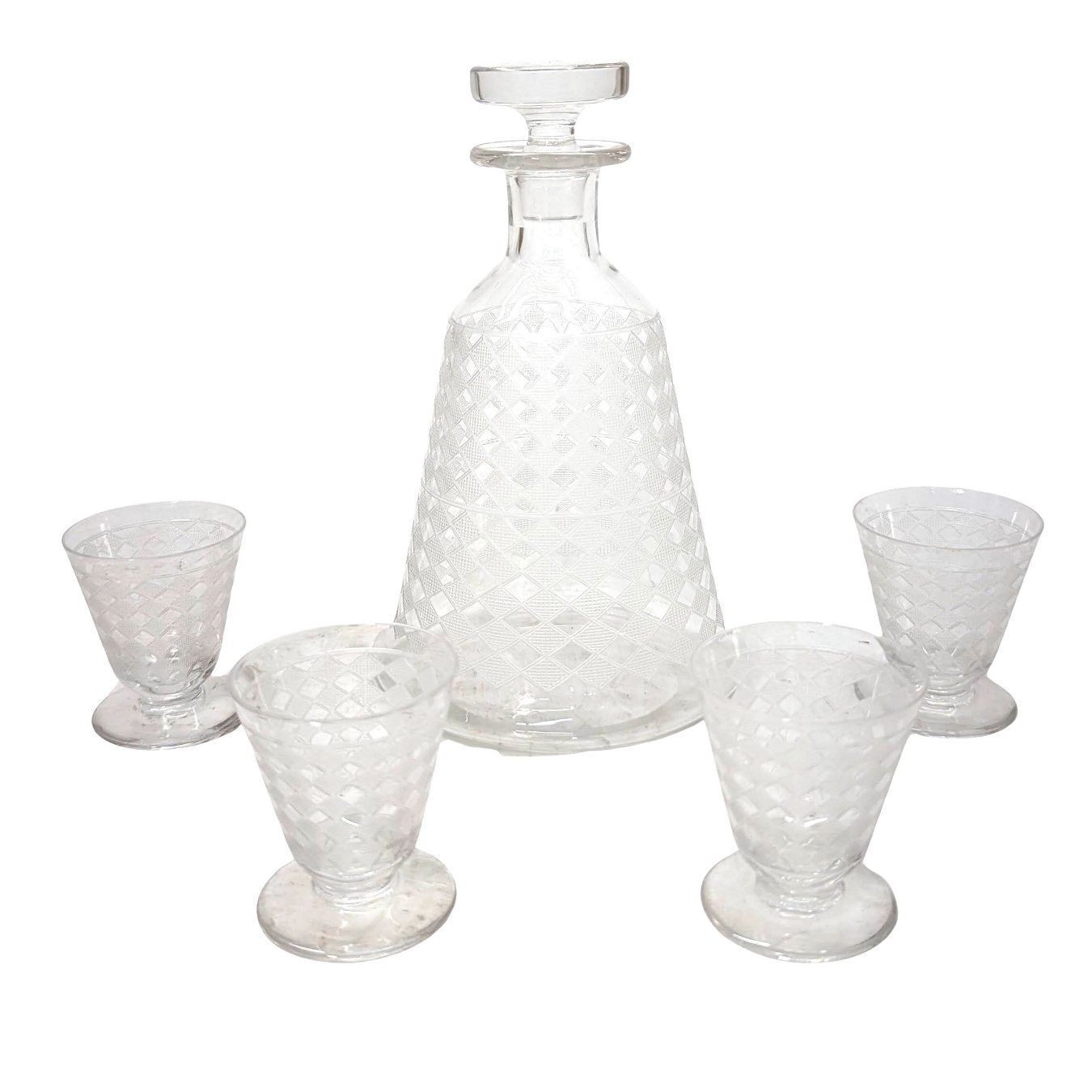 Baccarat Crystal Service Carafe And 4 Glasses