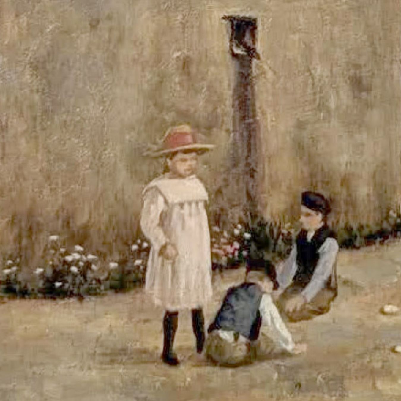 Oil Painting On Panel, 19th Century House Entrance photo for sale
