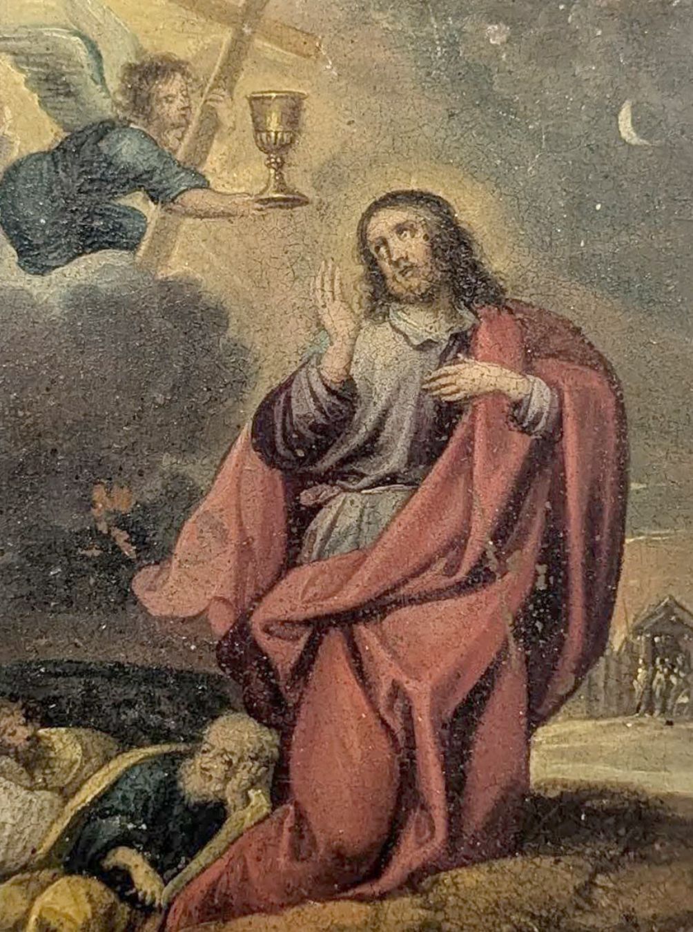 18th Century Religious Oil Painting On Canvas photo furniture