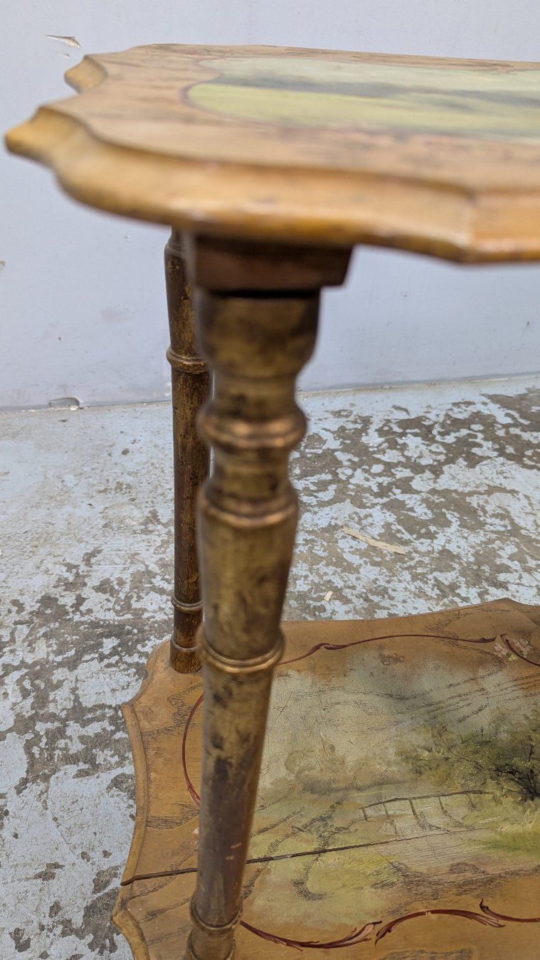 Art Nouveau Double Top Tea Table, 1900 photo vintage