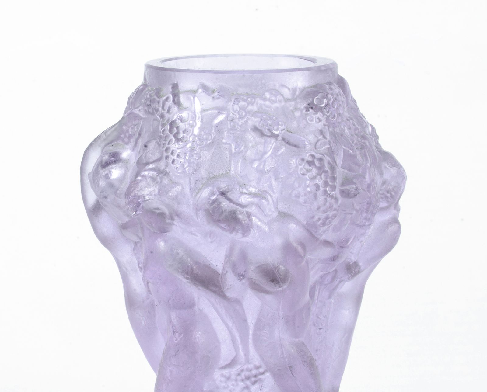 Art Déco Czech Translucent Pinkish Art Glass Small Vase Decorated With Nude Figures From The 'Ingrid' Collection By Curt Schlevogt photo Home Decor
